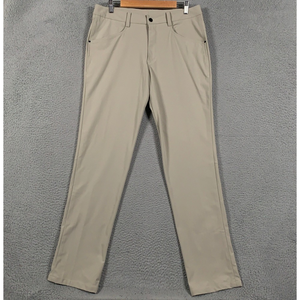Lululemon ABC Trouser Pant Men's Size 35 Tan Khaki Warpstreme Tech Chino Stretch